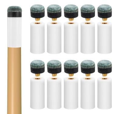 Imagem de KFHENSOMR Substituição de pontas de bilhar com bastão de taco de sinuca branco, 10 peças de rosca ponta de taco de sinuca, kit de substituição de pontas de bastão de bilhar para piscinas (verde)