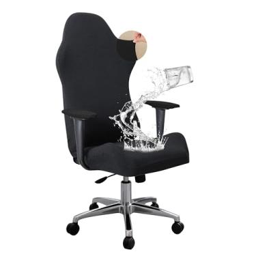 Imagem de FORCHEER Conjunto de capa de cadeira de jogos preta para adultos cadeira de videogame repelente de água jacquard corrida computador capa de cadeira com 2 peças de capas de apoio de braço