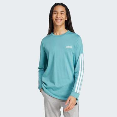 Imagem de Camiseta Adidas Grafica Script Manga Longa Verde Água, M