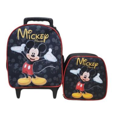 Imagem de Kit Mochila Escolar Mickey Preto Tamanho Baby Menino - DB