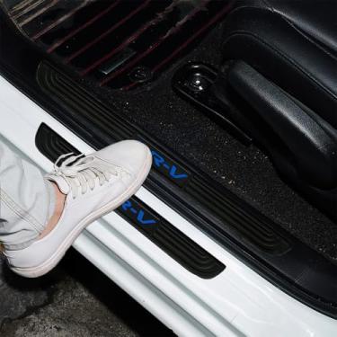 Imagem de MASLEVAU 4 peças/conjunto de protetores de placa de peitoril de porta de carro - protetor de placa de borracha macia preta frontal/traseira do peitoril da porta, adesivos protetores de pedal de porta