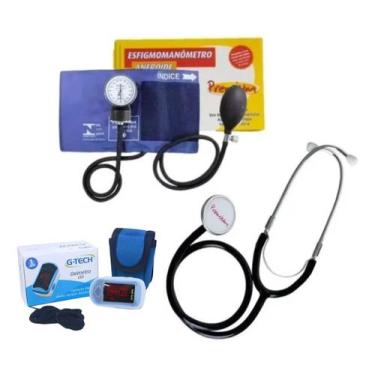 Imagem de Kit Esfigmomanometro + Estetoscopio + Oximetro Premium Gtech - G-Tech