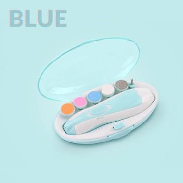 Imagem de Kit Manicure e Pedicure Elétrico com Lixas Intercambiáveis - Lixador de Unhas Elétrico para Bebês, Crianças e Adultos - Design Silencioso e Seguro (Azul)