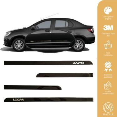 Imagem de Jogo Friso Slim Lateral Renault Logan Original com Grafia Cores, Preto