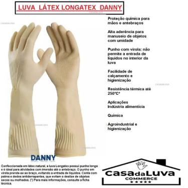 Imagem de  Luva Látex Longa Limpeza Pesada Super Resistente 5 Pares XG - Danny