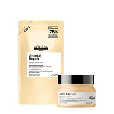 Imagem de Kit L'Oréal Professionnel Absolut Repair Gold Shampoo Refil Máscara 25