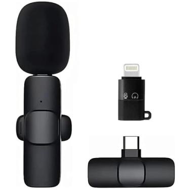 Imagem de Microfone Lapela Sem Fio K9 com Cancelamento de Ruído, Compatível com iPhone e Android – Ideal para Gravações, Aulas e Lives