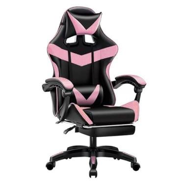 Imagem de Cadeira Escritório Gamer Ergonômica Reclinável Confortável Com Rodinha E Apoio Para Os Pés(ROSA)