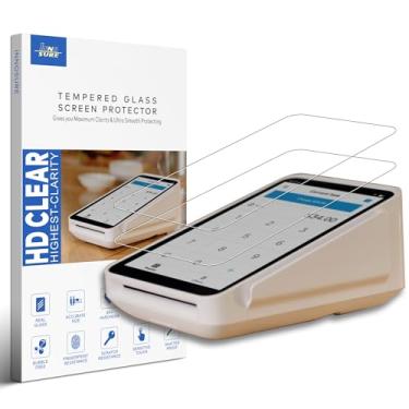Imagem de INNOSURE [Pacote com 2] Protetor de tela de vidro temperado projetado para máquina de cartão de crédito de terminal quadrado 14.0 cm tela sensível ao toque antiarranhões/impressões digitais (HD Clear)