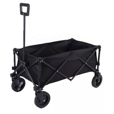 Imagem de Carrinho Dobrável Multiuso Para Camping, Praia E Transporte – 100kg De Capacidade - Preto