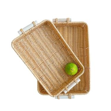 Imagem de Bandeja de servir de vime natural, design retangular