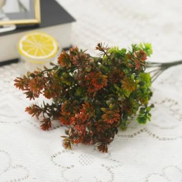 Imagem de Margarida artificial, grama verde, plástico, decoração para casa, parede, jardim, sala de casamento, plantas para festa, arranjos falsos, acessórios (marrom escuro)