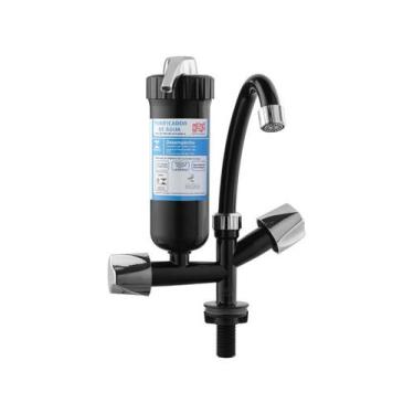 Imagem de Torneira Pia Bica Móvel+Filtro Mesa Preto/Cromado - HERC