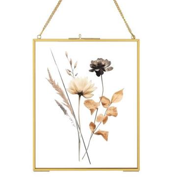 Imagem de Porta-retratos Patouque Vintage Brass 20x25cm com vidro duplo