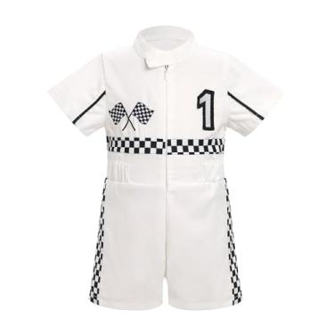 Imagem de IMEKIS Fantasia de motorista de carro de corrida para bebês: traje de primeiro aniversário rápido para meninos e meninas macacão 1T corrida primeiro bolo sessão de fotos infantil Halloween cosplay