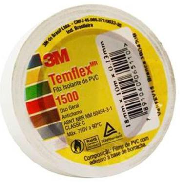 Imagem de Fita Isolante Branca Temflex 1500 3M 18mmx10m - 199990