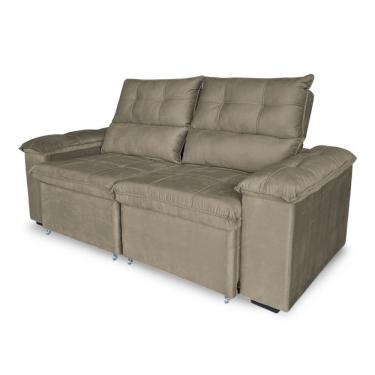 Imagem de Sofá Retrátil E Reclinável 3 Lugares Verona 1,80m - élpis Móveis Veludo Cappuccino