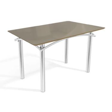 Imagem de Mesa De Sala Jantar Elba Tampo Madeirado C/ Vidro 120cm Cromada/freijo Bonze - Kappesberg