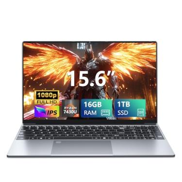 Imagem de Laptop para jogos, laptops de 15,6 polegadas, 16 GB de RAM, SSD de 1 TB, processador R5 7430U (até 4,3 GHz), tela 1920 x 1080, Wi-Fi 5, Bluetooth 5.0, porta HDMI, teclado retroiluminado, Win11 Pro