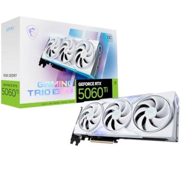 Imagem de MSI Placa gráfica branca Gaming RTX 5060 Ti 8G Gaming Trio OC (8GB GDDR7,128-bit, desempenho extremo: 2662 MHz, DisplayPort x3 2.1a, HDMI 2.1b, NVIDIA Blackwell Architecture
