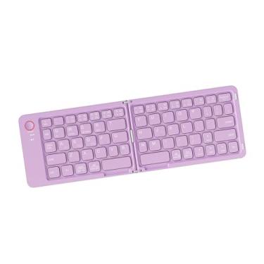 Imagem de KiBcsLic Teclado de computador, digitação silenciosa e eficiente, recarregável, 68 teclas, teclado dobrável para smartphone, Roxo