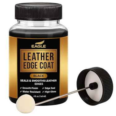 Imagem de Revestimento de borda de couro preto para bordas de couro com aplicador integrado para bolsas, cintos, sapatos, sofás – acabamento flexível e resistente à água – selador e restaurador de borda (113 g)
