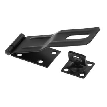 Imagem de Prime-Line U 117228 Trava de dobradiça de segurança para porta e portão com grampo giratório de 15 cm com parafusos preto fosco (pacote único)