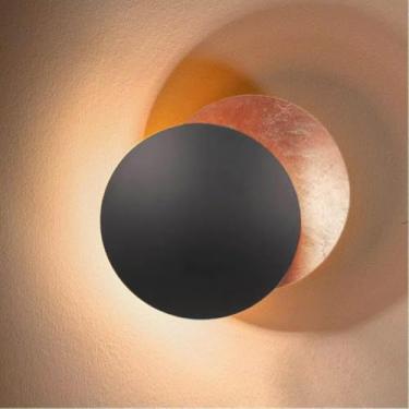 Imagem de Luminária De Parede Criativa Estilo Nórdico "Eclipse Da Lua" - Versátil Para Corredor, Escada, Quarto, Sala De Estar (Fundo Da TV) E Varanda (C H20cm 1PCS)