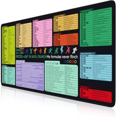 Imagem de iCasso Tapete de mesa Excel com livro Excel for Dummies 2025, atalhos de mouse pad Excel, tapete de mesa grande, tapete de mesa antiderrapante XXL com bordas costuradas para protetor de mesa