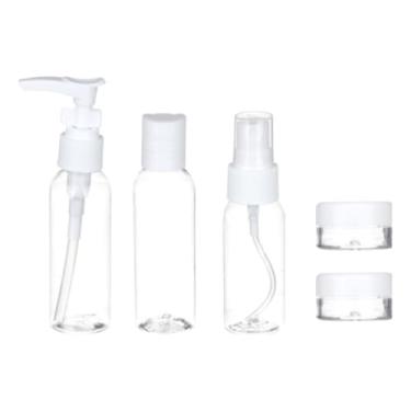Imagem de Kit 5 Frascos De Viagem Shampoo Creme Sabonete + Necessaire