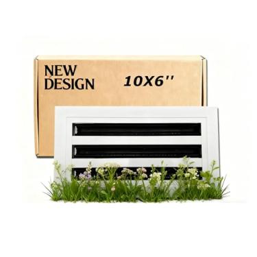 Imagem de Difusor de fenda linear padrão com tampa de ventilação CA moderna 10x6 - Grade decorativa branca para teto, paredes e pisos