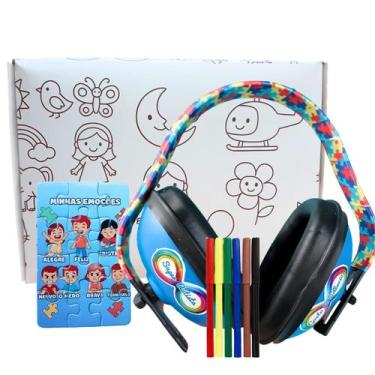 Imagem de Kit Abafador de barulho Para Autistas Arco Colorido Caixa Para colorir