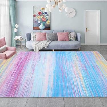 Imagem de USTIDE Tapete grande arco-íris, 1,8 m x 2,5 m, lavável, antiderrapante, confortável, listrado, tapete para quarto/sala de estar/sala de aula/quarto de crianças