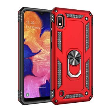 Imagem de SORAKA Capa para Samsung Galaxy A10 com suporte de anel capa protetora para Samsung Galaxy A10 capa traseira de policarbonato rígido com placa de metal para suporte magnético de telefone carro