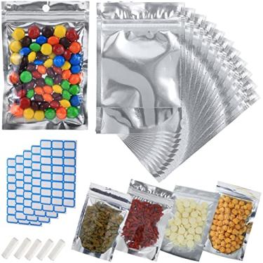 Imagem de Embalagem com 600 sacos grandes de Mylar Reclosable para armazenamento de alimentos 16 cm x 24 cm, sacos pequenos de stand up, sacos de alumínio à prova de cheiro, resseláveis, à prova de cheiro, com
