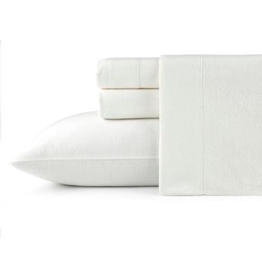 Imagem de Pointehaven Conjunto de lençóis 180 GSM algodão escovado pérola marfim flanela bolso profundo 3 peças, solteiro