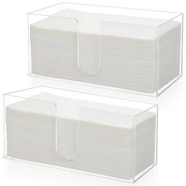 Imagem de Suporte de toalha de papel acrílico com 2 peças, dispensador de toalha de papel de bancada de acrílico, dobrável e transparente com três dobras, adequado para papel Z-fold, C-fold ou multifold toalhas