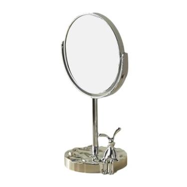 Imagem de Tomvorks Espelho de Maquiagem de Mesa, Espelho de Ampliação de 1x/2x de Dupla Face Com Suporte, para Quarto, Ajuste de ângulo Flexível, Design Elegante, Pegada Compacta, Ampliação Dupla