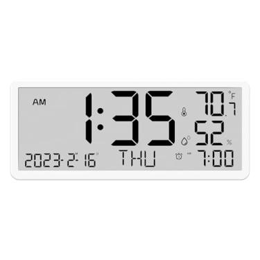 Imagem de Relógio de parede digital grande, despertador operado por bateria, relógio digital suspenso, relógio de parede grande, tela LCD alimentado por bateria, relógio de parede grande com dígitos grandes