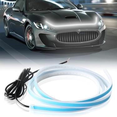 Imagem de Fita de LED para Carro Branca, 60cm, Seta Amarela Sequencial, 12V, Luz Decorativa Noturna, Fita Flexível para Farol e Lanterna