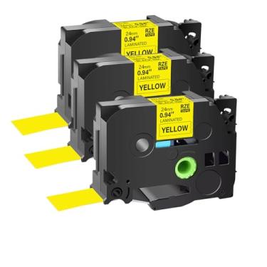 Imagem de Fita de etiqueta de substituição compatível para TZe-651 TZe651 TZ-651 TZ651 TZ651 Fita laminada preta sobre amarela, funciona com Brother PT-P700 PTD600VP PTP750W, 24 mm 1' x 26,2 pés (8 m), pacote