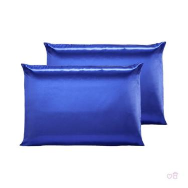 Imagem de Kit 02 Fronhas De Cetim Antifrizz 50X70 Cabelo Azul Royal