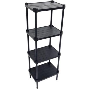 Imagem de Estante de Plástico Modular Multiuso 4 Prateleiras 1 Torre Preta Montá