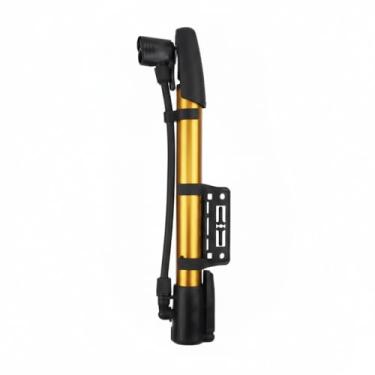 Imagem de Bomba de Ar Manual Multiuso 31cm em Alumínio com 3 Bicos e Suporte para Bicicleta (Dourado)