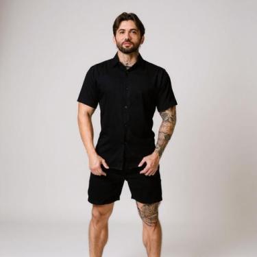Imagem de Conjunto Masculino Viscolinho Camisa Social de Botão e Short Casual Ve