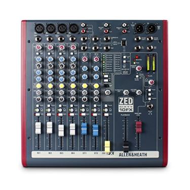 Imagem de Mesa de Som 8 Canais Balanceados (4 XLR + 4 P10) c/USB/Efeito/Phantom/1 Auxiliar - ZED 60 10 FX Allen Heath