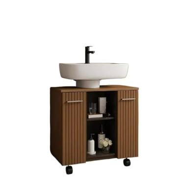 Imagem de Armário de Banheiro para Pia de Coluna, Gabinete Premium para Seu Lavabo(MADEIRA/RIPADO)