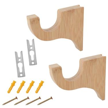 Imagem de 2 Suportes de Varão Cortina Madeira, Suporte de Retorno 8,89 cm para Varão 5 cm para Cortinas Chuveiro Varões Guarda Roupa Casa Banho Quarto Sala Estar Cozinha