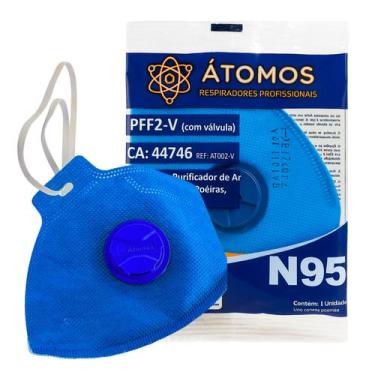 Imagem de Respirador PFF2 Com Valvula Atomo Mascara Protetora 100 Unid - Átomo