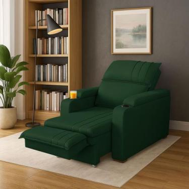 Imagem de Poltrona Srj Papai Retrátil Reclinável Veludo Porta Copos - SRJ MÓVEIS